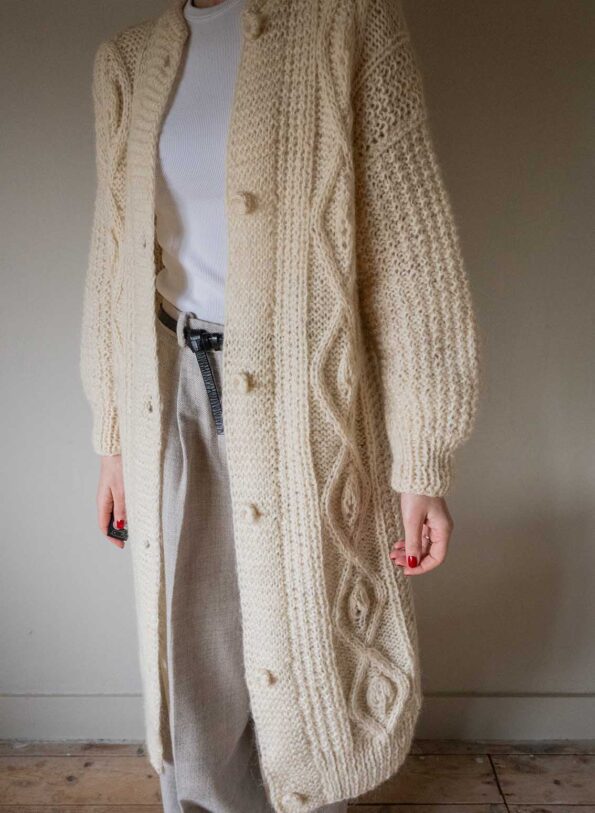 The hand knit long aran like cable cardigan - Size up to 40 - Image 3