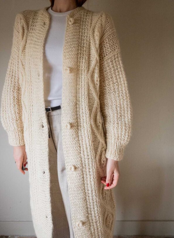 The hand knit long aran like cable cardigan - Size up to 40 - Image 9