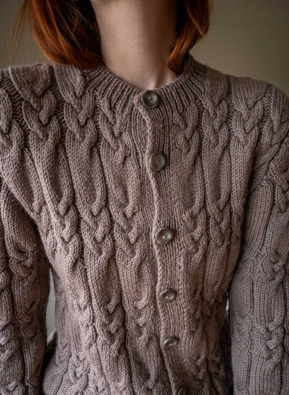 The 100% wool cable knit cardigan in taupe - Size up to 38 - Image 3
