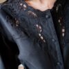 The openwork viscose detailed black blouse - Size up to 40 - Image 4