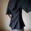 The openwork viscose detailed black blouse - Size up to 40 - Image 2