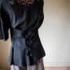 The openwork viscose detailed black blouse - Size up to 40 - Image 7