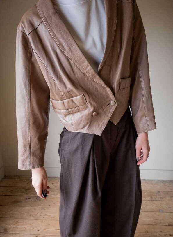 The cropped beige leather jacket - Size up to 38 - Image 6