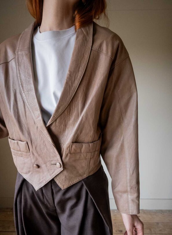 The cropped beige leather jacket - Size up to 38 - Image 3