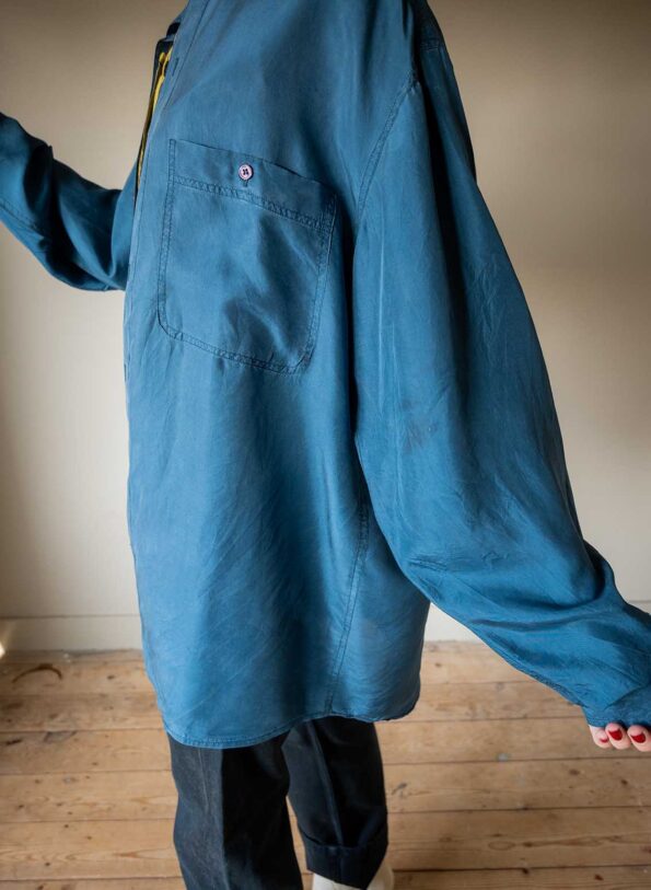 The petrol colored 100% silk shirt - Size up to 42 - Image 3