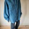 The petrol colored 100% silk shirt - Size up to 42
