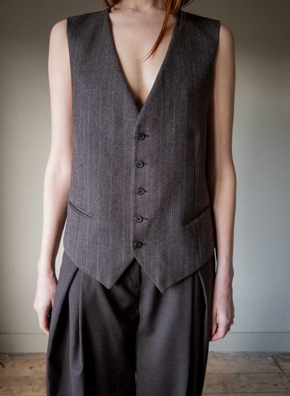 The deep brown striped waistcoat. - Size up to L - Image 3