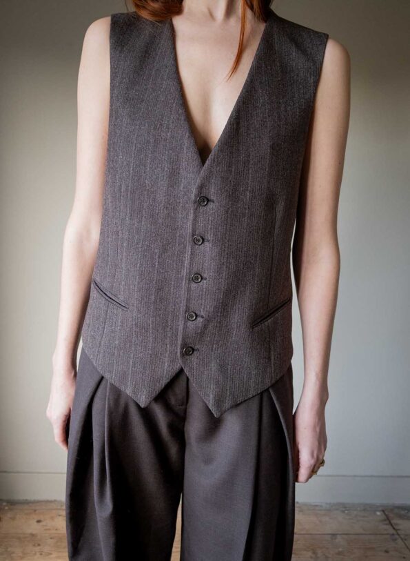 The deep brown striped waistcoat. - Size up to L - Image 2