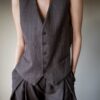The deep brown striped waistcoat. - Size up to L