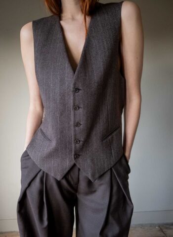 The deep brown striped waistcoat. - Size up to L