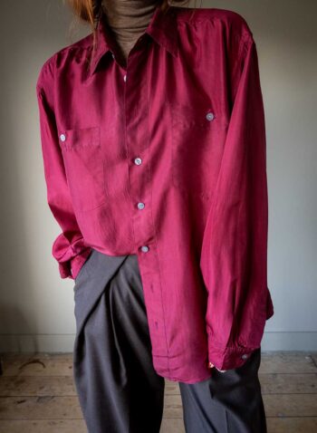 The 100% silk wine red shirt - Size up to 42