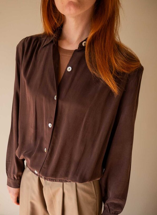 The deep brown 100% silk blouse - Size up to 38