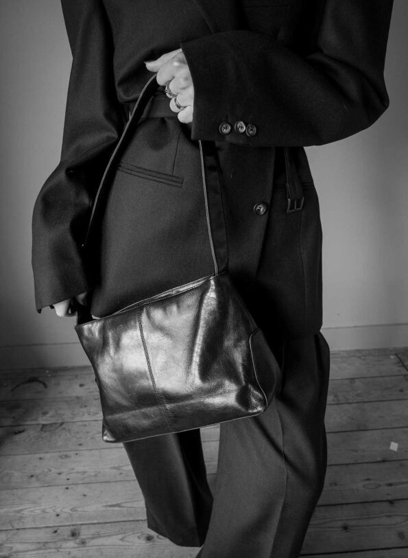 The leather black bag