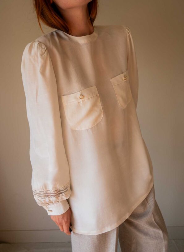 The 100% silk handmade volume sleeve blouse - Size up to 40 - Image 8