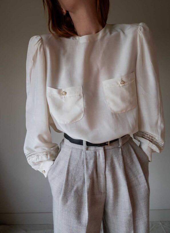 The 100% silk handmade volume sleeve blouse - Size up to 40 - Image 7