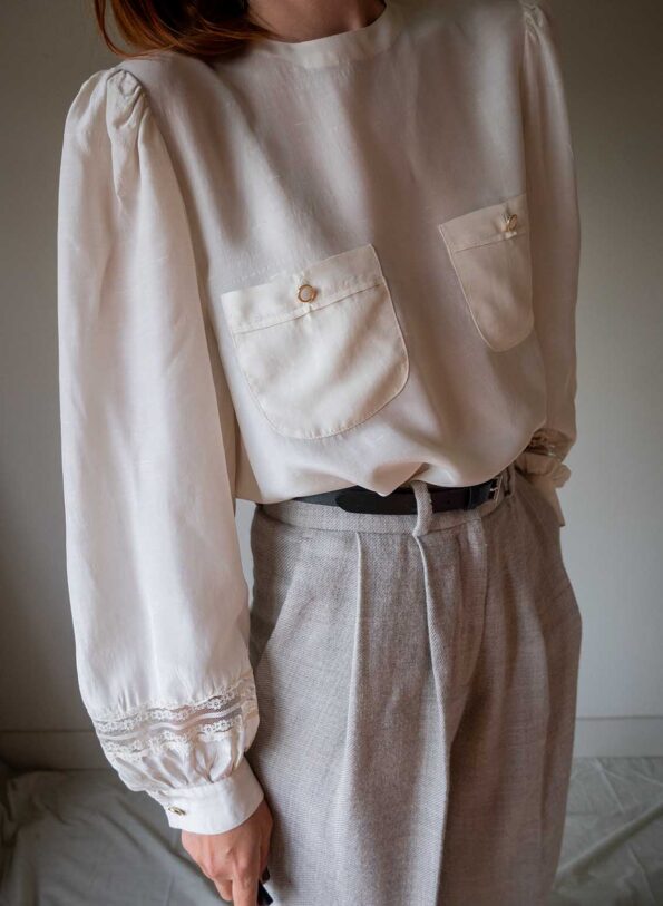 The 100% silk handmade volume sleeve blouse - Size up to 40