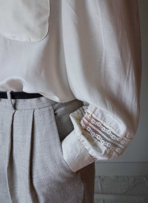 The 100% silk handmade volume sleeve blouse - Size up to 40 - Image 6