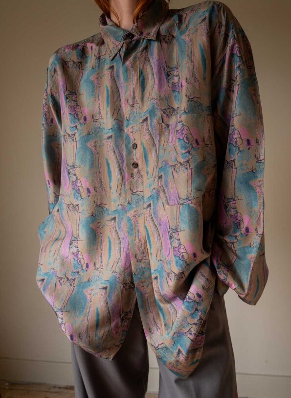 The 80’s printed 100% silk blouse - Size up to XL (unisex)