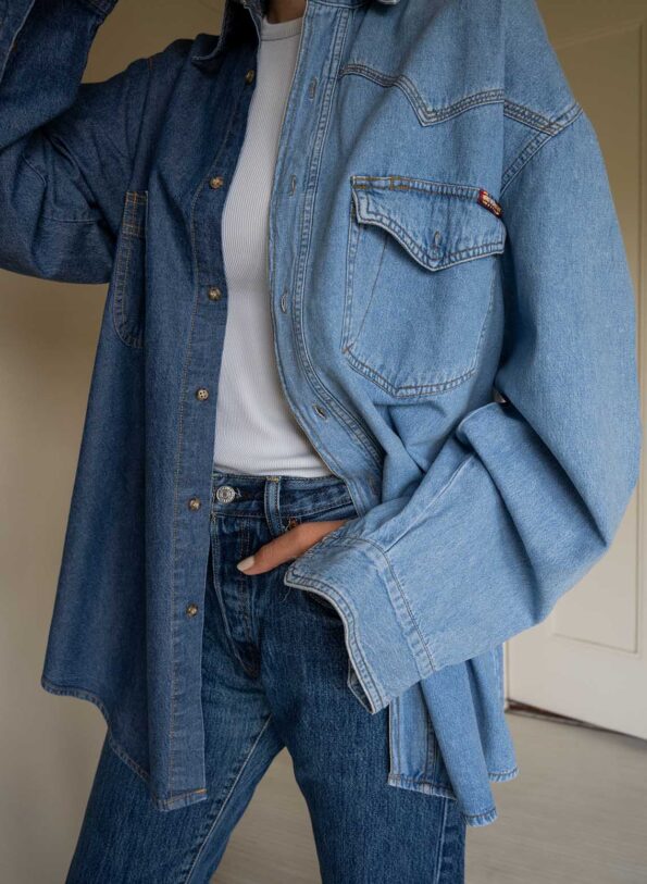 &II upcycled: The two tone vintage denim shirt - Size up to 40 - Image 4