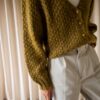 The hand knitted olive green cardigan - Size up to L - Image 3