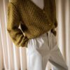 The hand knitted olive green cardigan - Size up to L - Image 4
