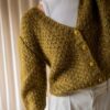 The hand knitted olive green cardigan - Size up to L - Image 5