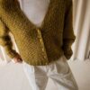 The hand knitted olive green cardigan - Size up to L - Image 2