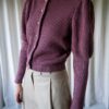 The 100% wool frill knit cardigan in dark raspberry - Size up to S