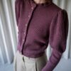 The 100% wool frill knit cardigan in dark raspberry - Size up to S - Image 8