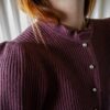The 100% wool frill knit cardigan in dark raspberry - Size up to S - Image 3