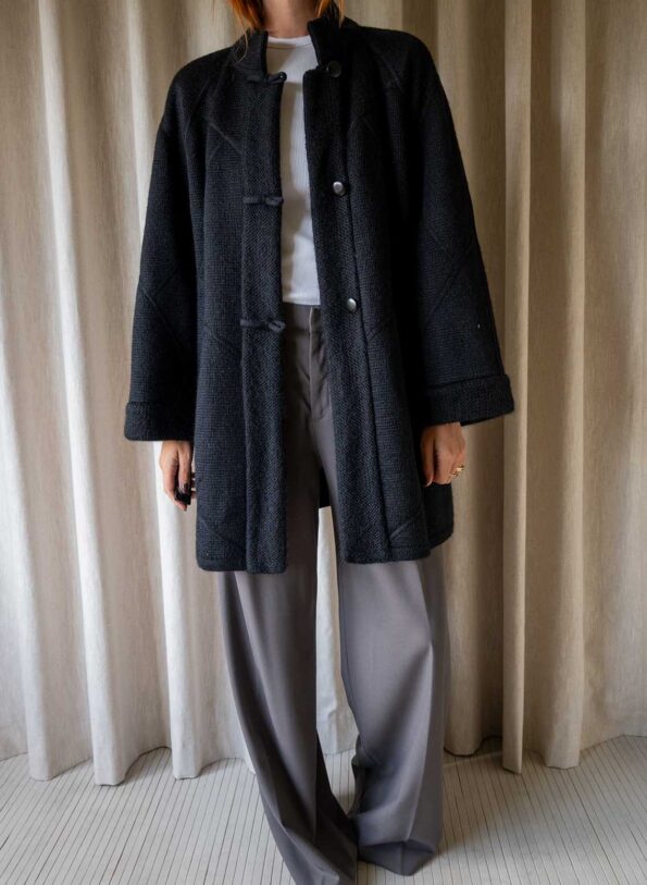 The black wool knitted coat - Size up to 40 - Image 4