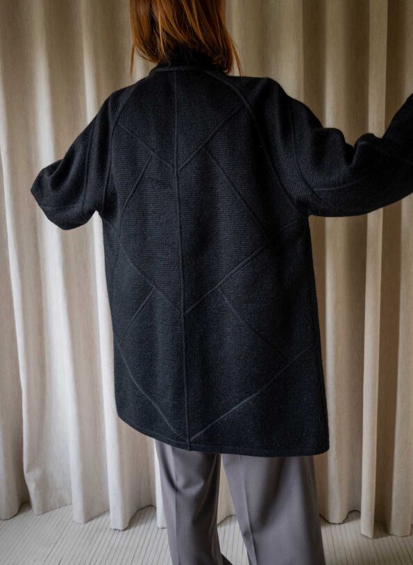 The black wool knitted coat - Size up to 40 - Image 2