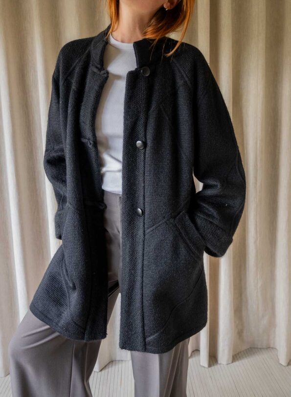 The black wool knitted coat - Size up to 40 - Image 6