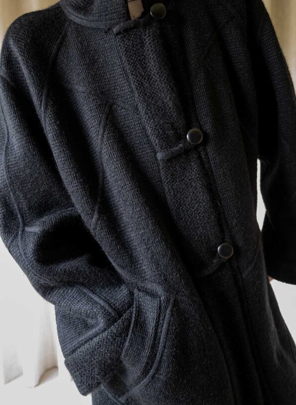 The black wool knitted coat - Size up to 40 - Image 7