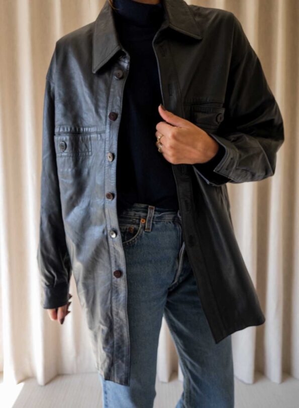 The 100% leather jacket in navy blue - Size up to 42 - Image 3