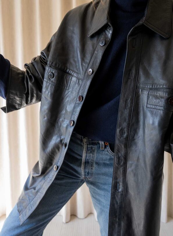 The 100% leather jacket in navy blue - Size up to 42 - Image 2