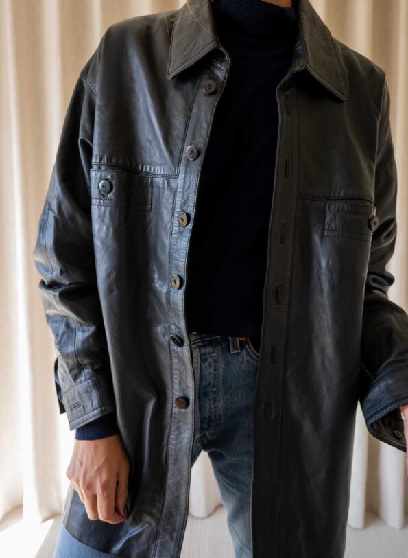 The 100% leather jacket in navy blue - Size up to 42 - Image 5