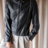 The navy blue butter soft leather jacket - Size up to M
