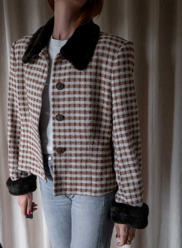 The checkered 60’s jacket in wool - Size up to M - Image 5