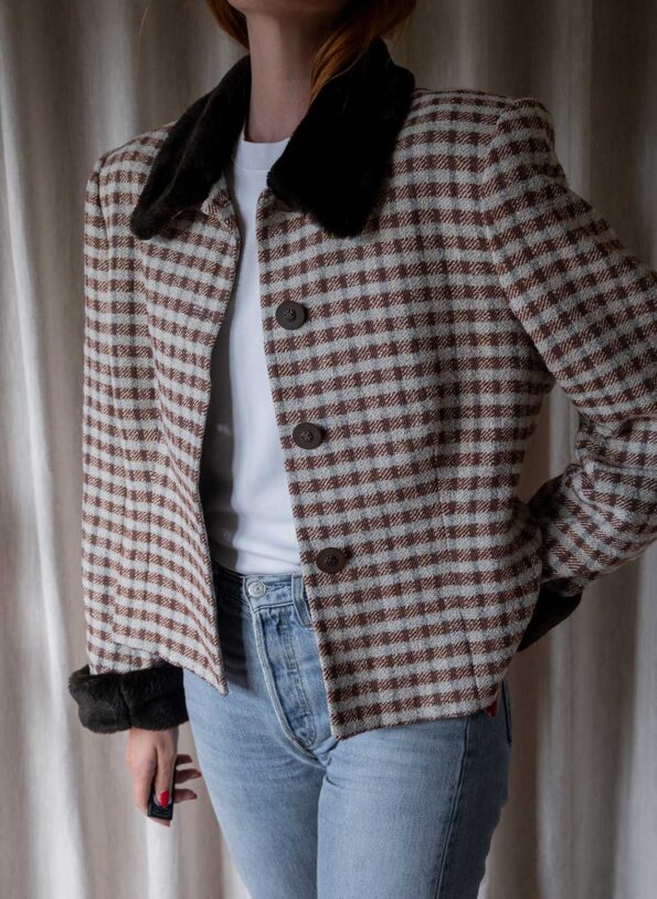 The checkered 60’s jacket in wool - Size up to M - Image 3
