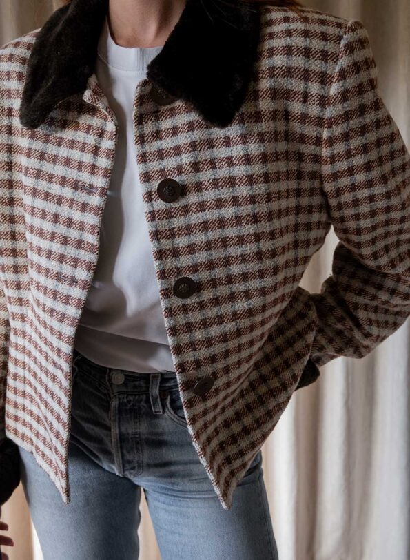The checkered 60’s jacket in wool - Size up to M - Image 2