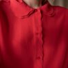 The 100% silk detailed red blouse - Size up to M - Image 5