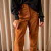 The 100% suede cognac tapered pant - Size up to XS - Image 7