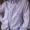 The lilac striped LACOSTE cotton shirt - Size up to 40