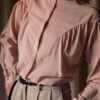 The 100% silk detailed soft pink blouse - Size up to S - Image 6