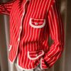 The 100% wool striped red cardigan - Size up to M