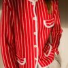 The 100% wool striped red cardigan - Size up to M - Image 3