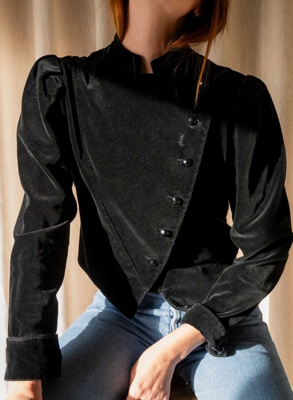 The YVES SAINT LAURENT black velour jacket - Size up to S