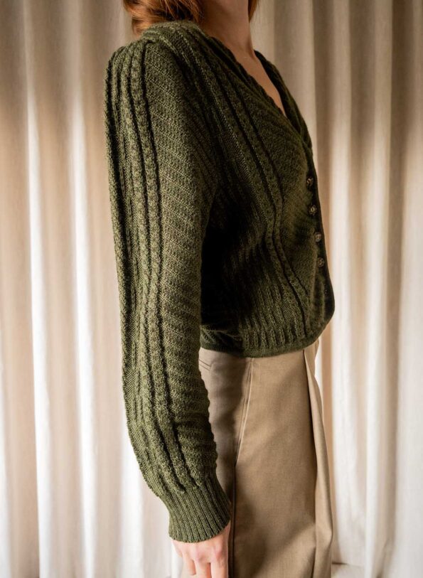 The dark green 100% wool cable cardigan - Image 3