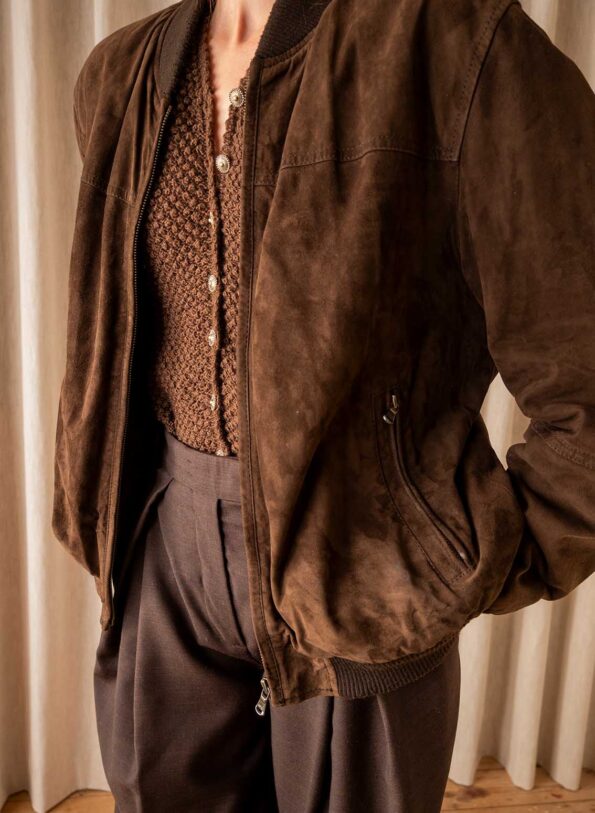 The suede dark brown bomber jacket - size up to 40